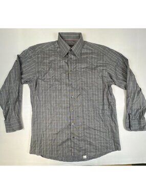 Eton Men 16 41 Gray Blue Plaid Dress Shirt Contemporary Fit Cotton Check
